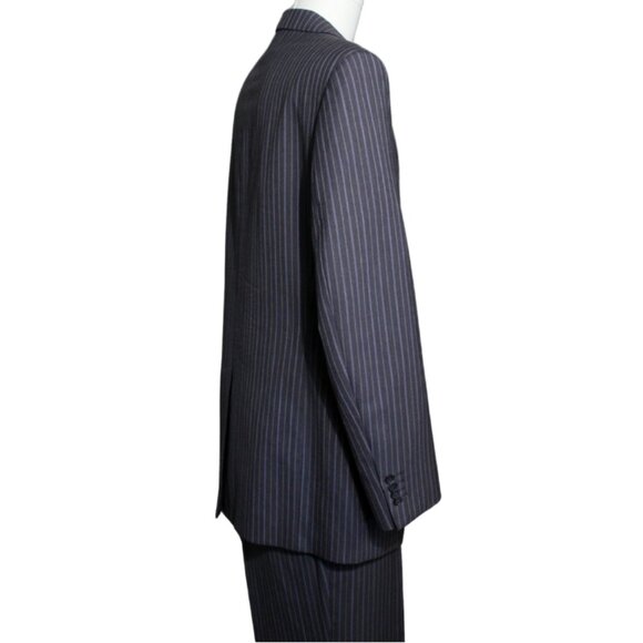 Perry Ellis 2 Piece Suit SZ 40T x 34 Grey w/Mauve & Grey Pinstripes 100% Wool - Picture 4 of 16